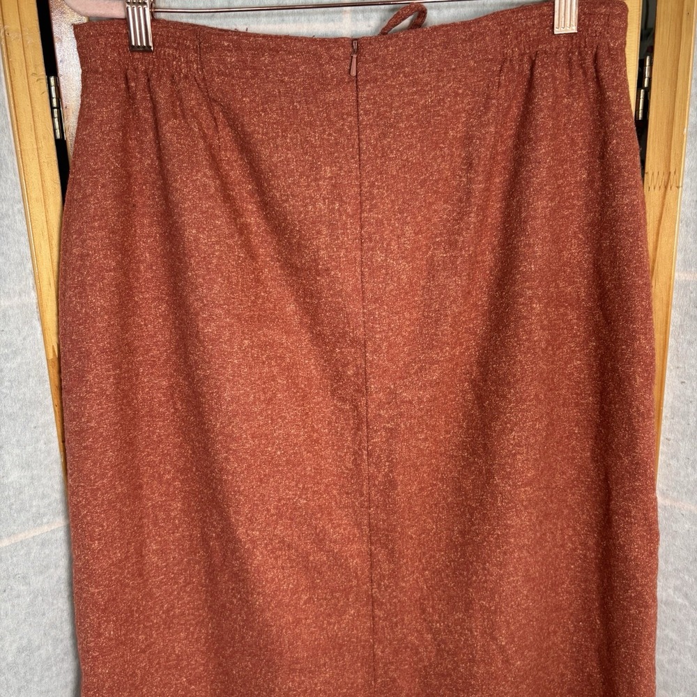 J Jill Maxi Skirt Women's Size 18 Wool Silk Blend Orange Lined Fringe Drawstring - Picture 5 of 10